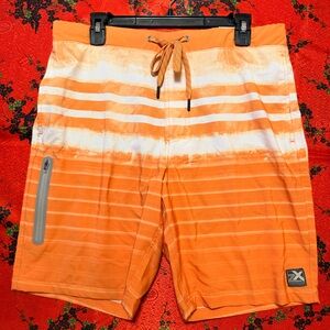 ZeroXposur Orange and White Striped Board Shorts